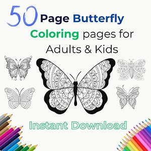 Butterfly Coloring Page for Adults & Kids – Printable PDF, Stress Relief Art, Mindful Relaxation - Etsy Canada