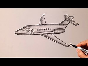 How To Draw A Passenger Jet Airplane Easy Step By Step - Plane Drawing