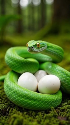😱 Snake Eggs Guarded by Green Python | Amazing Snake Color 🐍 #usa #shorts