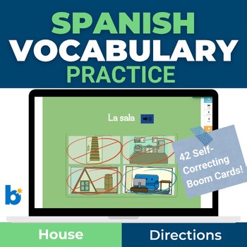 Spanish Vocabulary Prepositions, Directions and House Boom™ Digital Task Cards