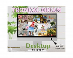 Tropical Dream Desktop Wallpaper | Aesthetic Beach Laptop Background | Summer Island Vibes Digital Download - Etsy