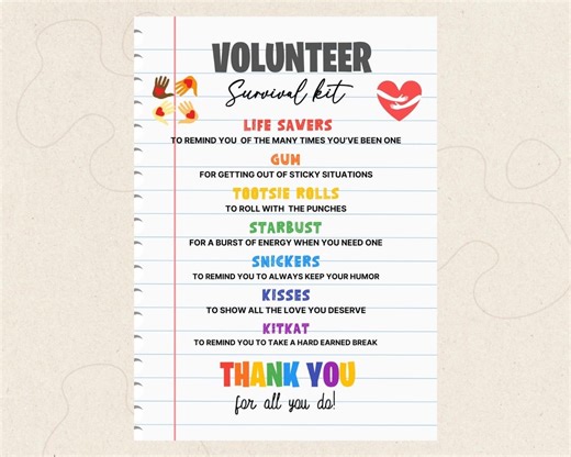 Volunteer Survival Kit Printable: School Staff Thank You Gift (digital Download) - Etsy