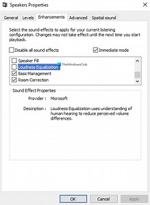 How to disable or enable Loudness Equalization in Windows 11/10