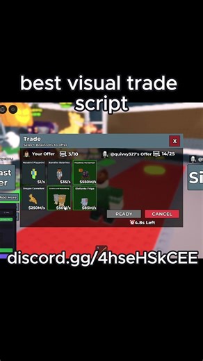 Best visual trade script | discord.gg/4hseHSkCEE #roblox #fyp #shorts #scripting #fullscript #sab