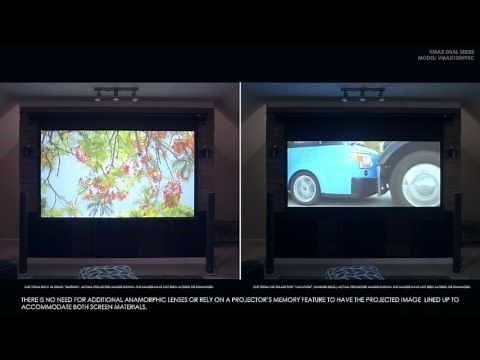 Elite Screens VMAX DUAL multiformat electric projector screen.