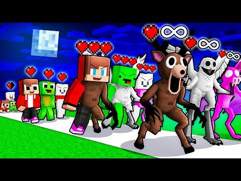 JJ vs Mikey vs Carrie: 99 NIGHTS IN THE FOREST EVOLUTION BATTLE in Minecraft - Maizen