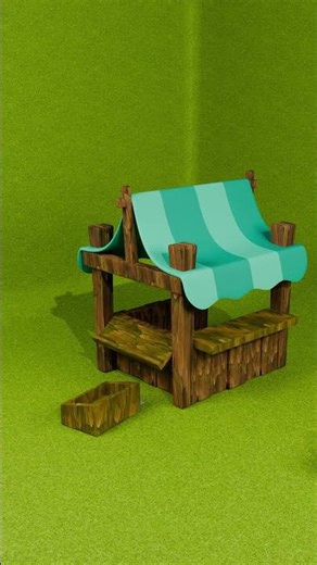 Watch me turn a simple cube into a cute 3D fish stall in Blender! #creativeblender #3dart #blender