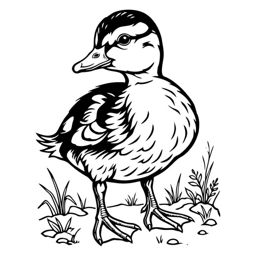 Duckling Svg, Bold Line Art, White Background, Cricut and Silhouette Cut Files, Duck & Duckling Vector Illustration Svg, Instant Download - Etsy