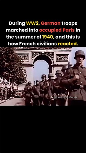 German troops marching through Paris 1940.