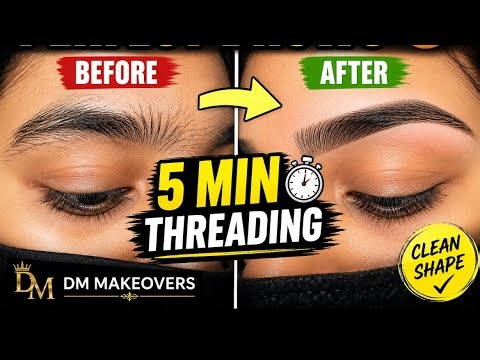 Perfect Eyebrow Threading in 5 Minutes 😍 | Before & After | Salon Technique (No Pain)