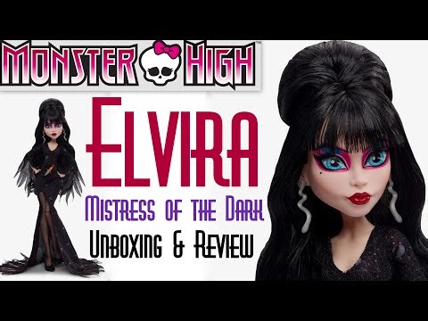 🦇 ELVIRA MISTRESS OF THE DARK ☠️ MONSTER HIGH SKULLECTOR DOLL 👑 ECW 🌎 UNBOXING & REVIEW