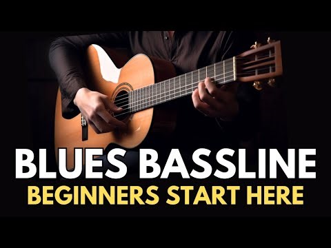 12 Bar Beginner Fingerstyle Blues Bassline| Easy Open Strings Lesson