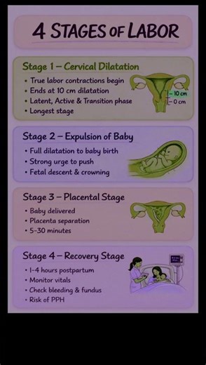 4 Stages of Labour | Nursing Notes | Obstetrics Quick Revision 👶