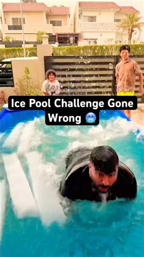 Ice Pool Challenge Gone Wrong 🥶 #shorts #youtubeshorts #icechallenge #icebath #poolchallenge #funny