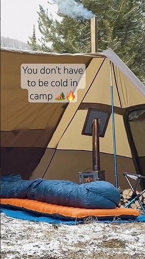 Backpacking tent setup with wood stove 🏕️ #backpacking #3wstove #backcountry