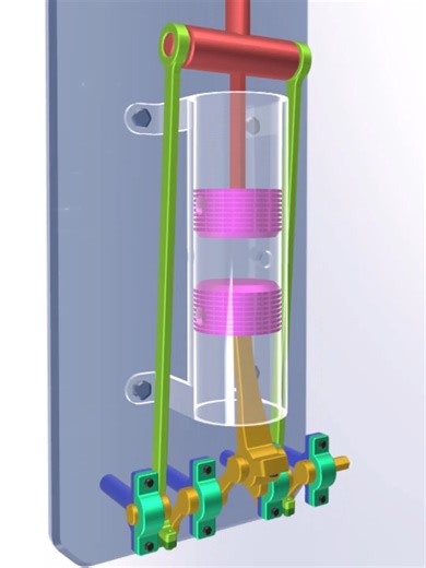 Air compressor with two coaxial pistons #aircompressor#pistonmechanism#mechanism#mechanicalengineering#engineering#engineeringanimation