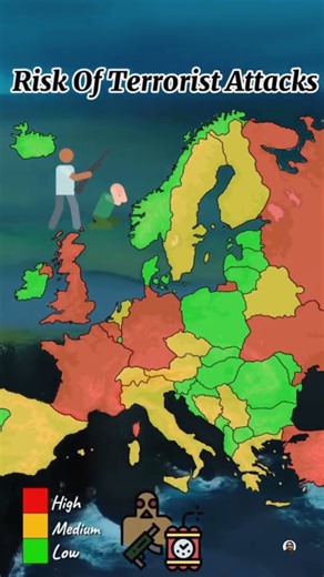 The risk of a terrorist attack in Europe 🇪🇺 #explore #europe #map