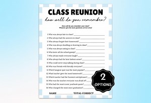 Class Reunion Trivia Game, Class Reunion Games, High School Reunion Party Game, College Reunion Ice Breakers,how Well Do You Know Your Class - Etsy