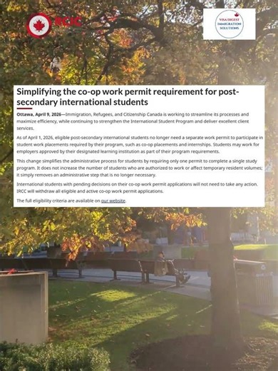 CANADA SCRAPS CO OP WORK PERMIT FOR INTERNATIONAL STUDENTS