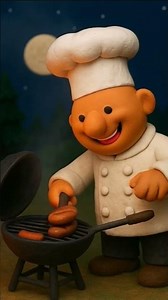 Clay chef cooking grill while smiling #ai #viral #food #trending