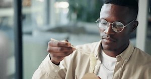 Office Black Man Computer Food Eating Stock Footage Video (100% Royalty-free) 3817367163 | Shutterstock