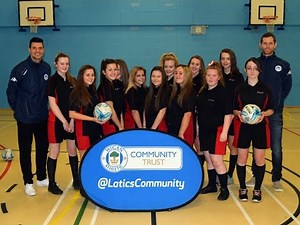 COMMUNITY: Chris McCann and Haris Vuckic at Premier League Girls Football project
