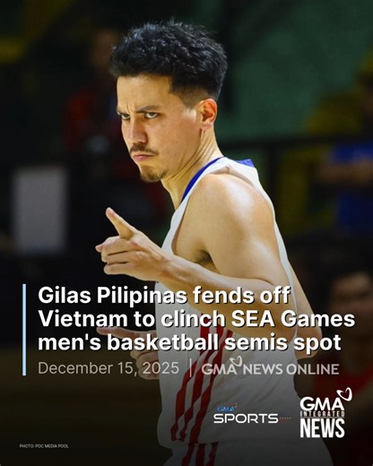 Gilas Pilipinas had to hold off a gritty Vietnam to pull off a 78-67 escape and remain unbeaten in the 2025 SEA Games men's basketball on Monday at the Nimibutr Stadium in Bangkok, Thailand. The Filipinos overcame a flat start and turned things around late in the second quarter, only for Vietnam to mount a third-quarter surge. Gilas, however, fended off the scare behind clutch baskets from Robert Bolick in the fourth en route to the win. With the win, Gilas has advanced to the semifinals to move