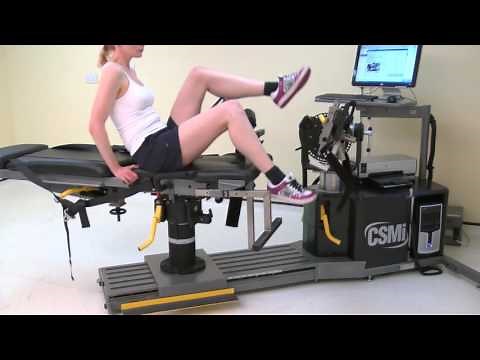 Ankle plantar and dorsi flexion supine setup Isokinetic Humac or Cybex Norm
