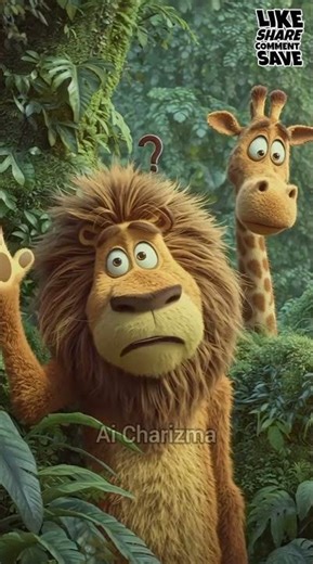 Lion & Giraffe funny 😃🤣 video #aicharizma #cartoon