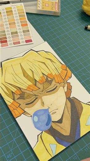 鬼滅の刃⚡️Drawing ZENITSU sleeping killer😴🇯🇵 #shorts #demonslayer #kimetsunoyaiba #zenitsu #animeart