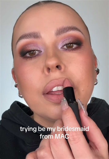 Say YES to Be My Bridesmaid for the perfect hydrating nude lip color, courtesy of new MAC Powder Kiss Hazy Matte Lipstick 👰‍♀️💄. MAC MUA @Cayla Bliss