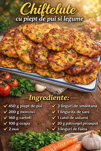 Chiftelute cu piept de pui si legume – Se prepara usor si rapid. Reteta in primul comentariu👇 | Delicatese