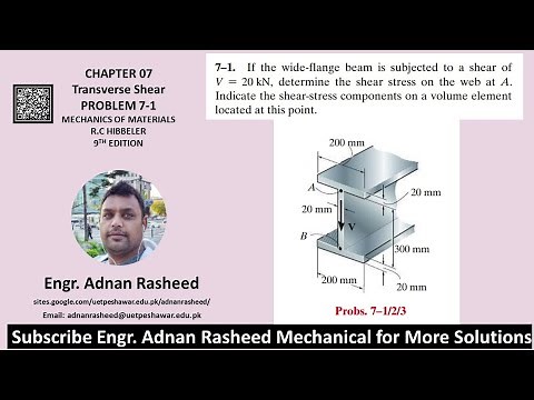 Transverse Shear |Pb 7-1| Mechanics of Materials RC Hibbeler