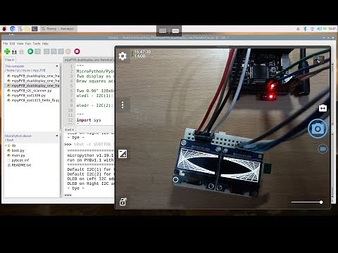Pyboard/MicroPython display on SSD1315 I2C OLED using SSD1306 driver.