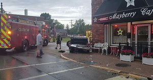 Mayberry Cafe car struck, damaged by motorist who fell asleep at wheel
