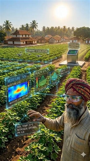 2050🤔 Farmer Using Advanced Floating Screen Technology in the Field. #shortvideo #advancetechnology