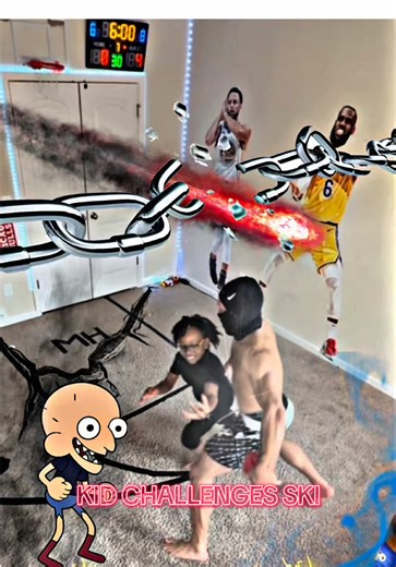 Lil tecca son challenges ski to a mini hoop 1v1😐 did not go well #usabasketball #basketballusa #usaminihoop #nba #minihoopusa