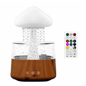 Difuzor aromaterapie ploaie, umidificator, cu telecomanda, lampa, Led 7 nuante, 3 moduri, 450ml, maro - eMAG.ro