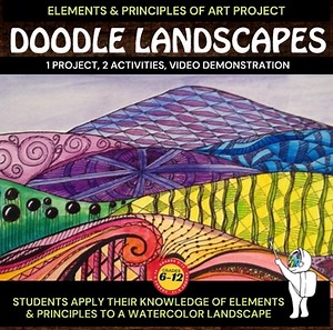 Zentangle Landscape, Pattern Landscape, Line Landscape, Middle School Art Lesson
