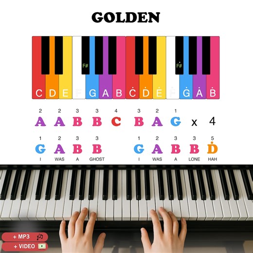 Golden – HUNTR/X (demon Hunters) – Grade 0 Kpop Easy Piano Sheet Music | Color Notes, Note Names | PDF Instant Download - Etsy