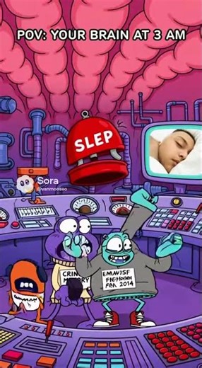 Your brain at 3am.. 🥱 #ai #funny #trending #pov #cartoon