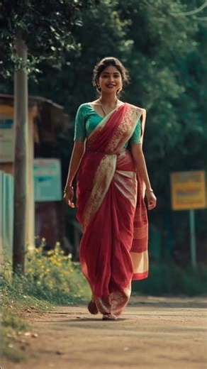 “Traditional Saree Walking Look 🌸” #IndianCulture #SareeStyle #BeautifulLady