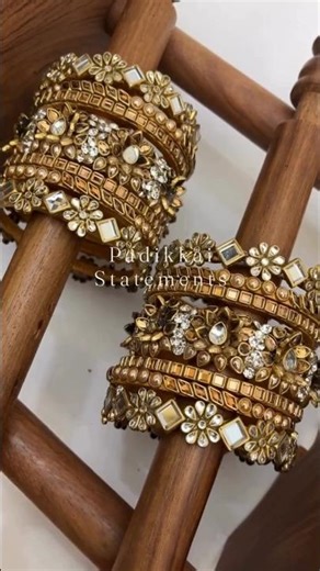 Vellai Pon Lotus Kundan Bangle Set | Ivory and Gold | Padikkai #shorts