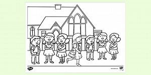 Going to School Colouring Sheet