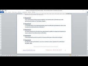 Etude de Cas Démarche de Certification 1ère Partie ISO 9001:2015