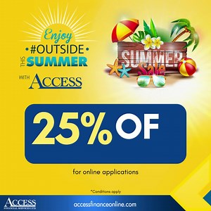 5.9K views | This summer #AccessFinancial is offering 25% off processing fees for online applications! Don't wait! Apply online for your loan at www.accessfinanceonline.com | Access Financial Services Ltd. | Facebook