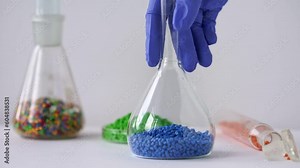 multicolored dye for plastic granules. material for polymer production. chemical industry. production laboratory.