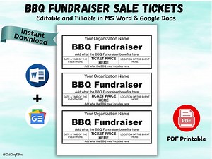 Fundraiser Ticket BBQ Fundraiser Ticket Printable BBQ Fundraiser Editable Meal Ticket Template Charity Event Fundraising Food Ticket - Etsy