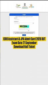 ISRO Assistant & JPA Admit Card 2026 OUT | Exam Date 21 September | Download Hall Ticket