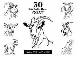 Goat Line Art SVG Clipart: Farm Animal Vector (digital Download) - Etsy